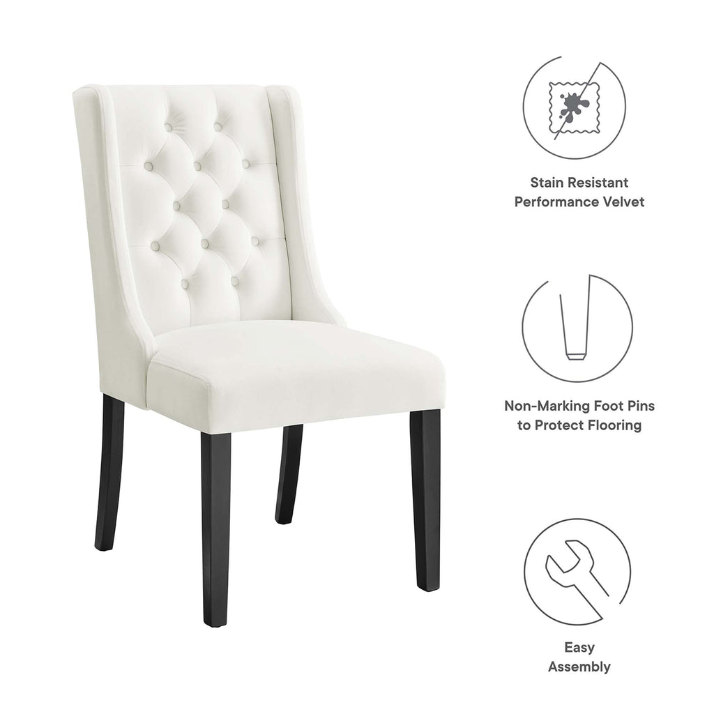 Baronet Performance Velvet Dining Chairs Set of 2 - White
