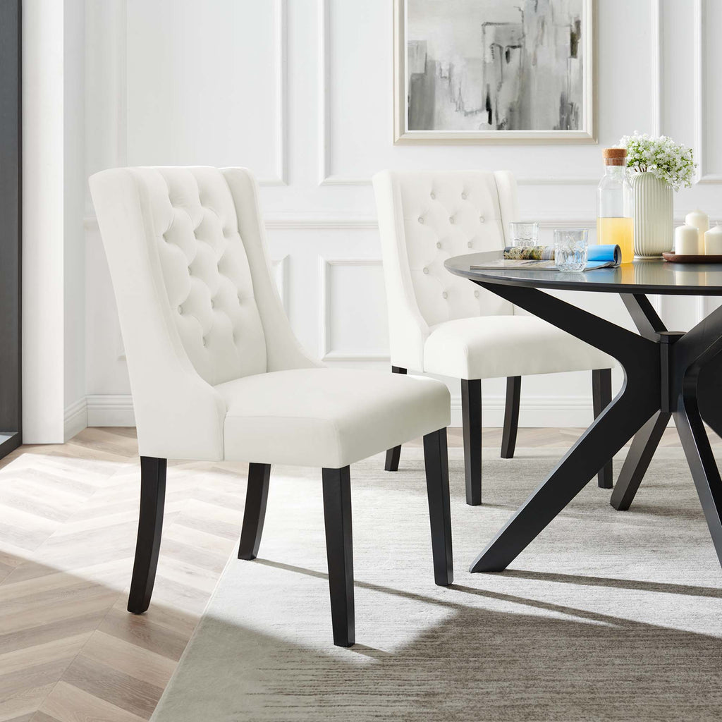 Baronet Performance Velvet Dining Chairs Set of 2 - White