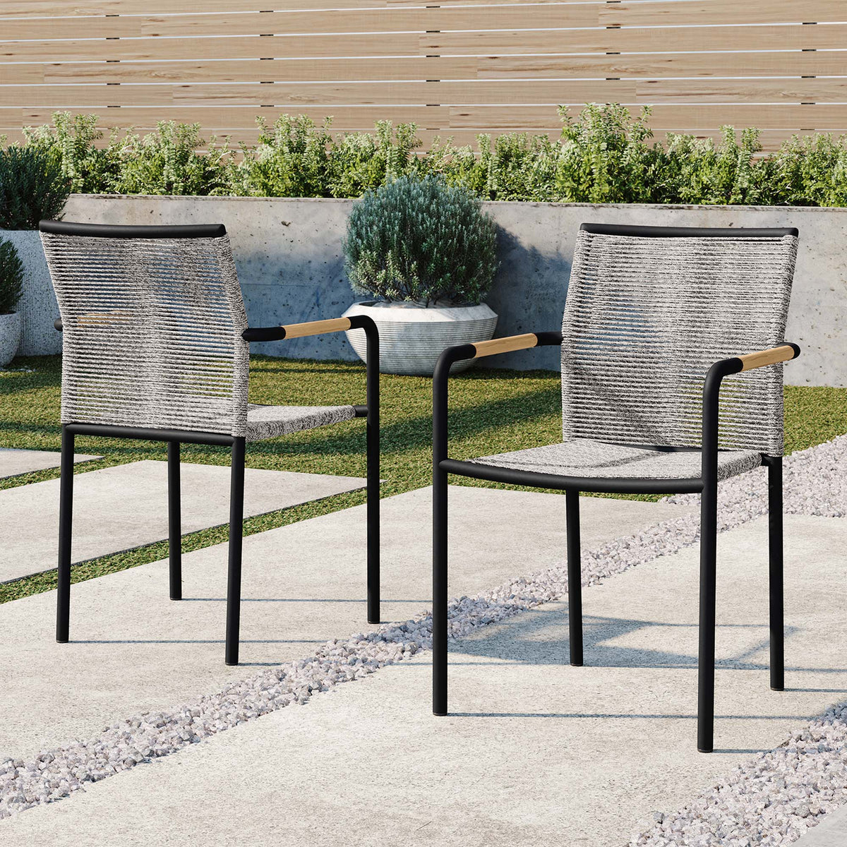 Serenity Outdoor Patio Armchairs Set of 2 - Light Gray