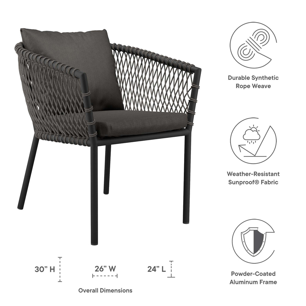 Sailor Outdoor Patio Dining Armchair - Charcoal Charcoal