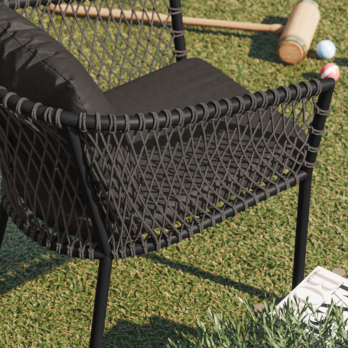 Sailor Outdoor Patio Dining Armchair - Charcoal Charcoal
