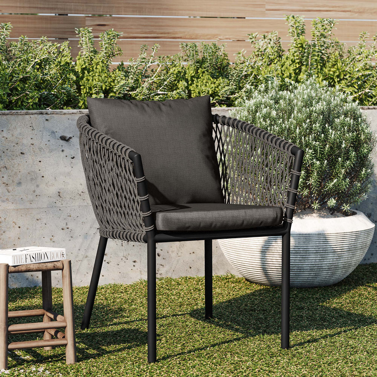Sailor Outdoor Patio Dining Armchair - Charcoal Charcoal