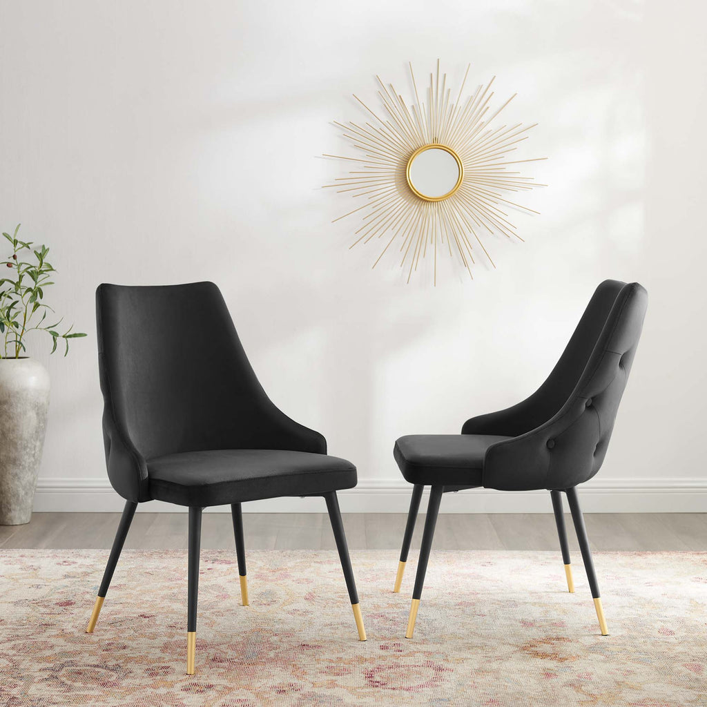 Adorn Performance Velvet Dining Side Chair Set of 2 - Black