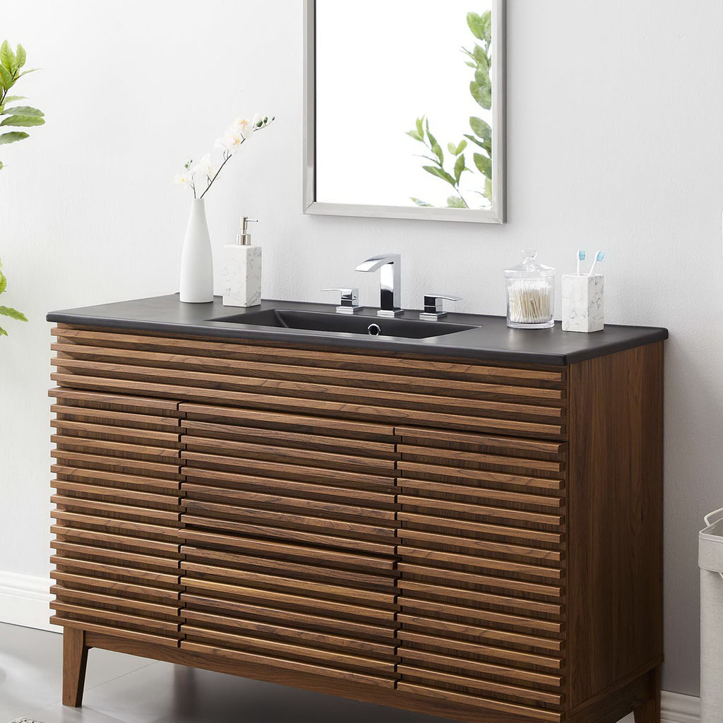 Cayman 48" Single Basin Bathroom Sink - Black