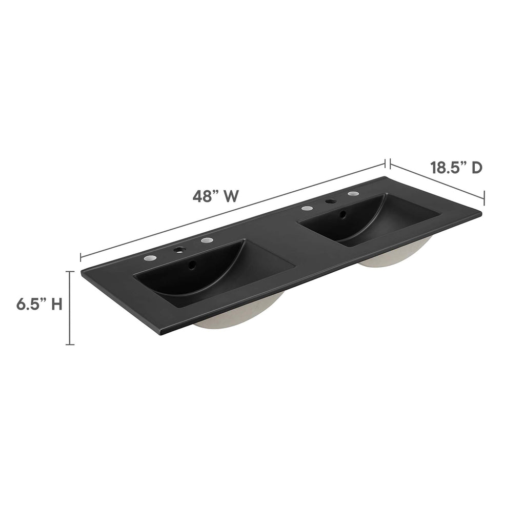 Cayman 48" Double Basin Bathroom Sink - Black