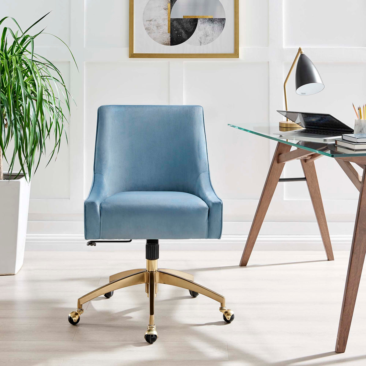 Discern Performance Velvet Office Chair - Light Blue