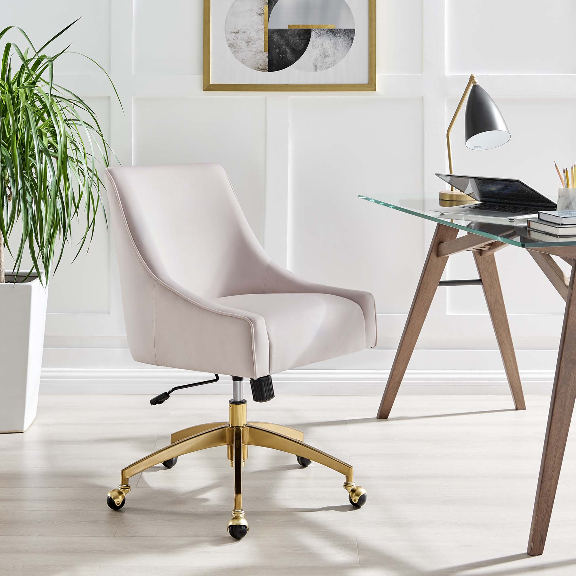 Discern Performance Velvet Office Chair - Pink (chair)
