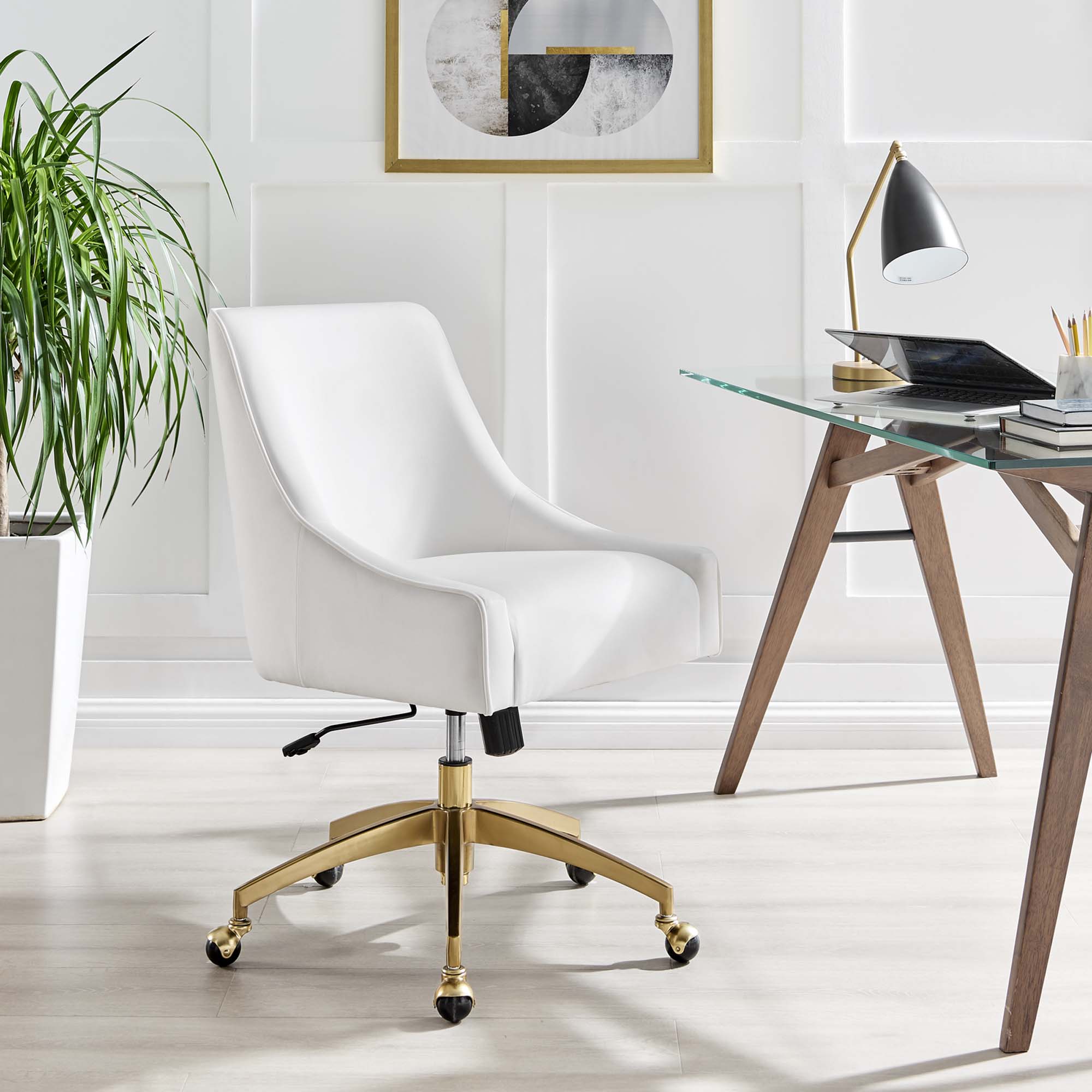 Discern Performance Velvet Office Chair - White (chair)