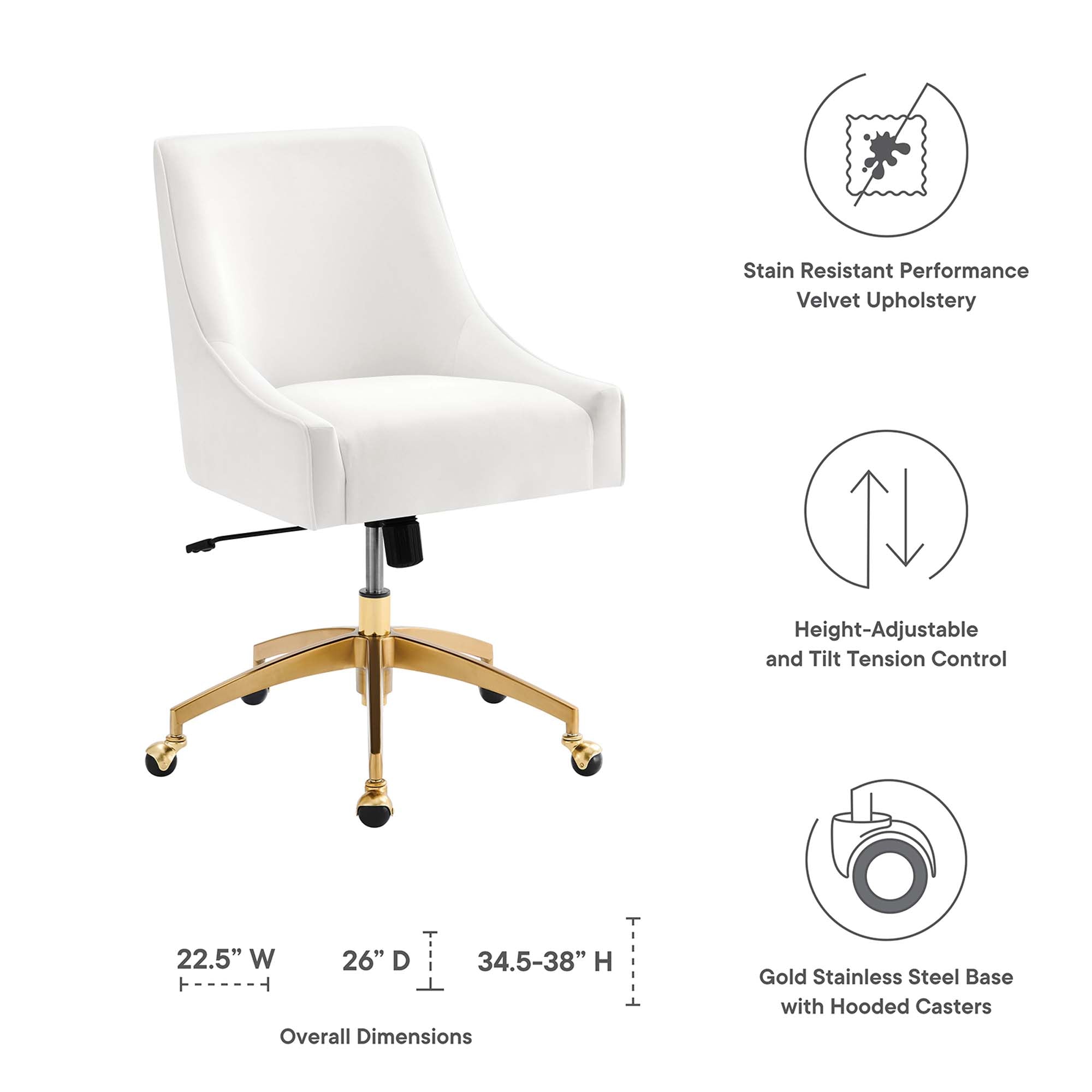 Discern Performance Velvet Office Chair - White (chair)