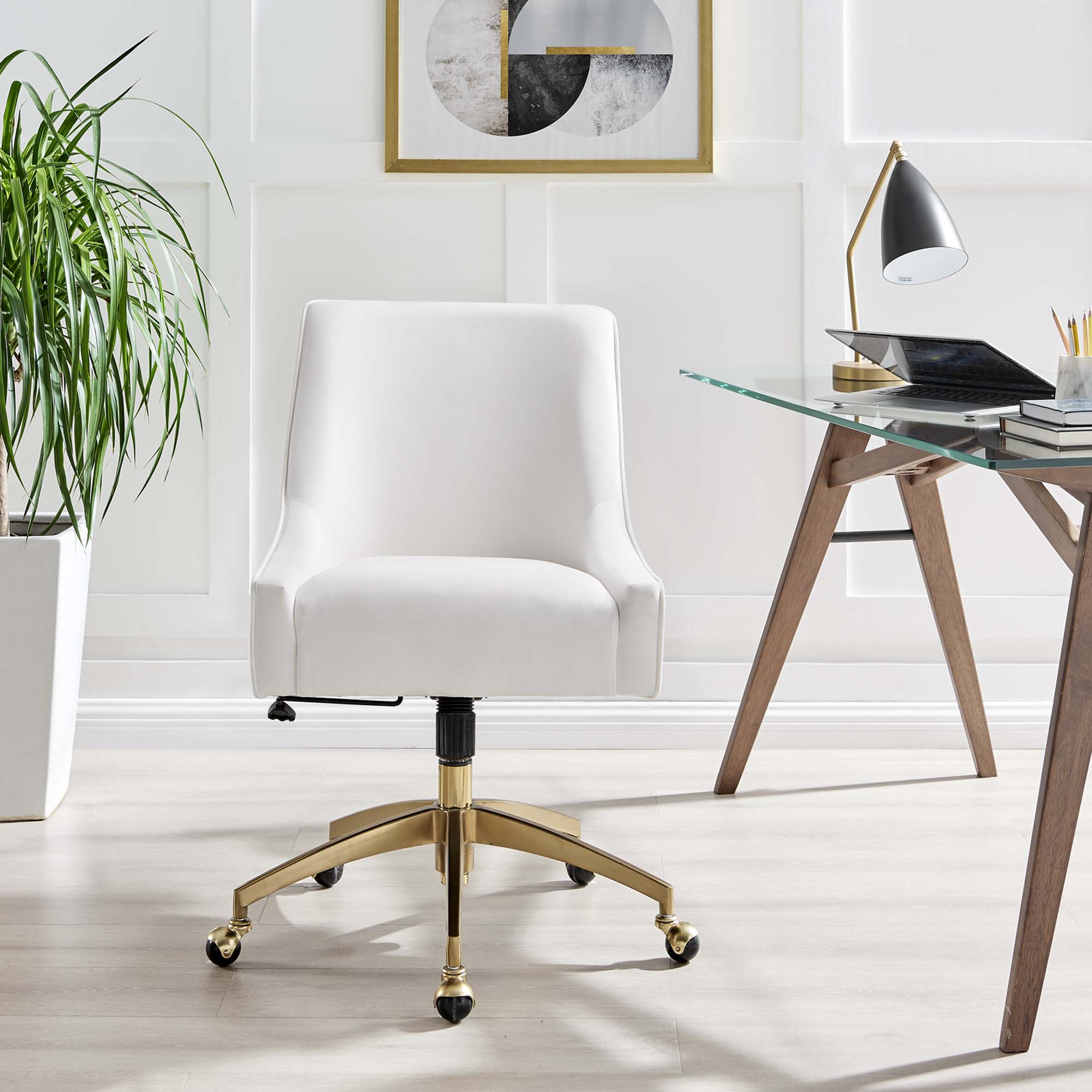 Discern Performance Velvet Office Chair - White (chair)