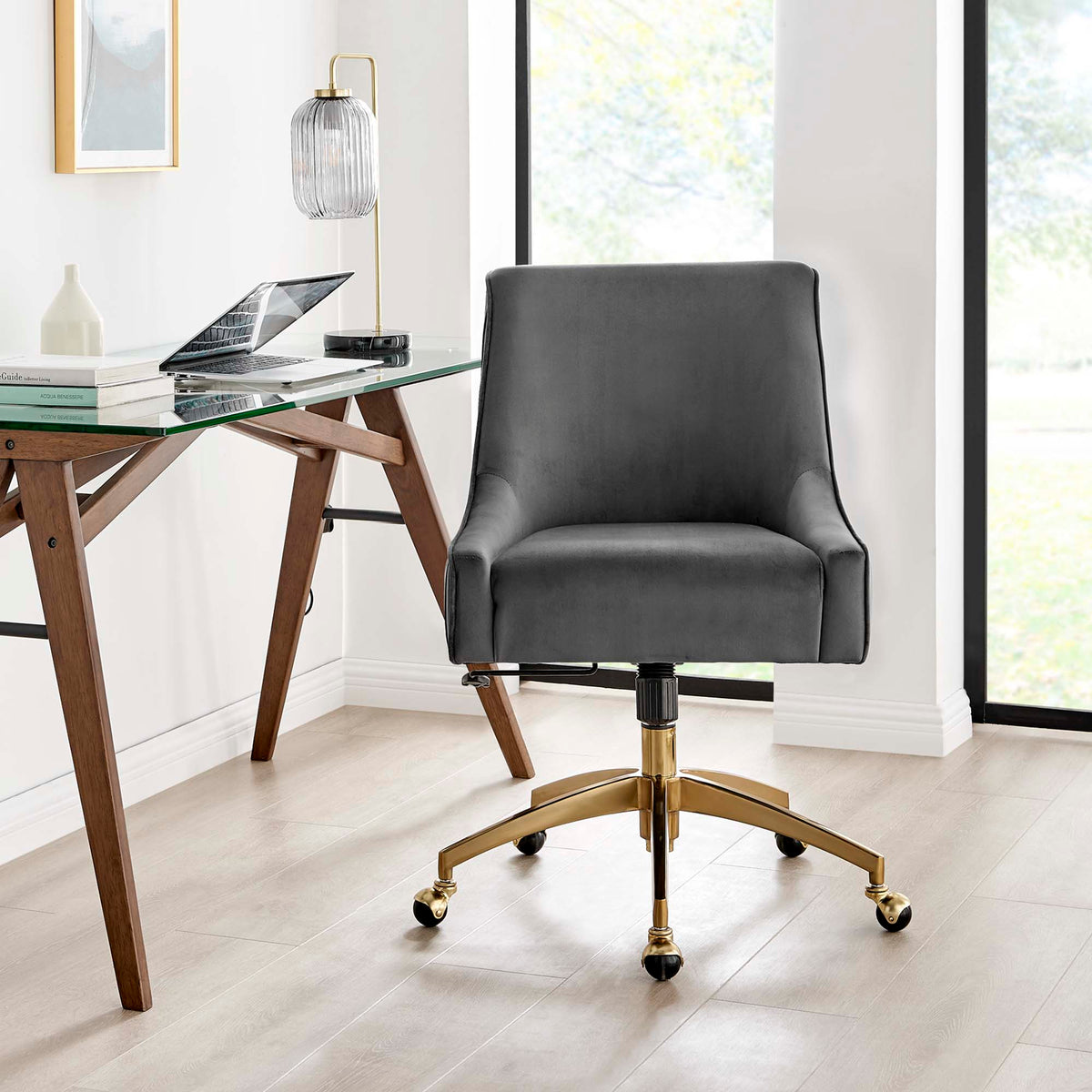 Discern Performance Velvet Office Chair - Gray (Chair)