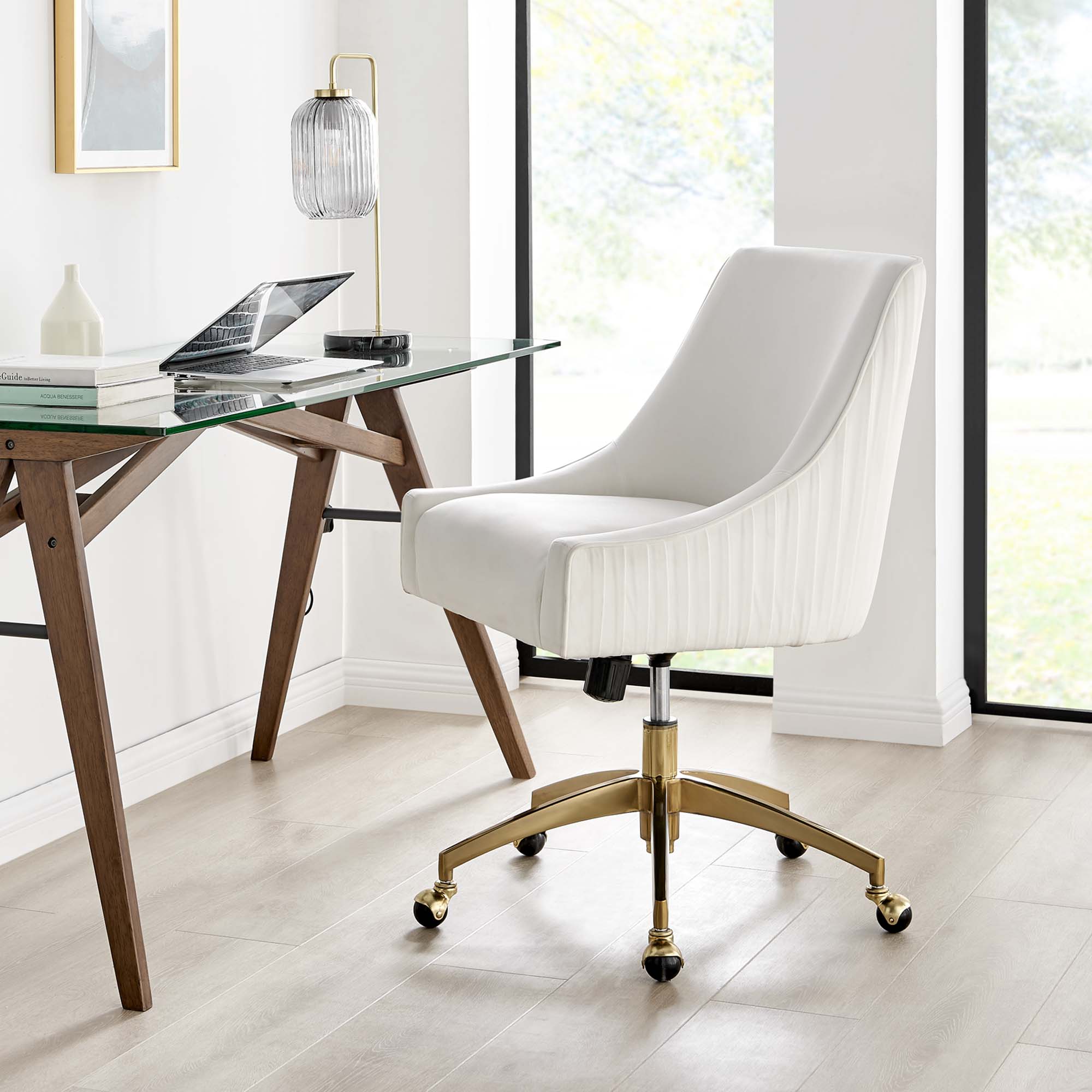 Discern Performance Velvet Office Chair - White (Chair)