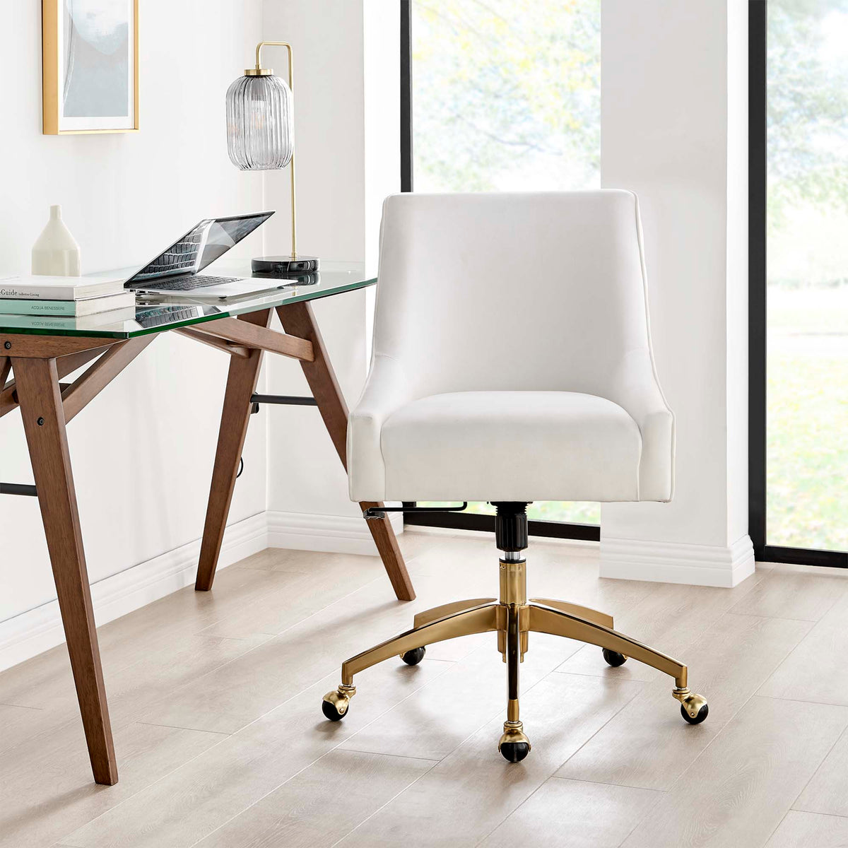 Discern Performance Velvet Office Chair - White (Chair)