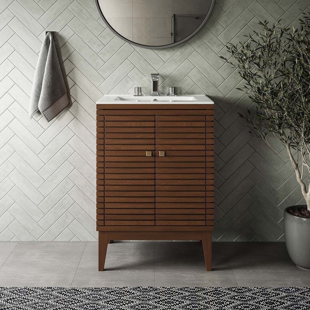 Ledger 24" Wood Bathroom Vanity Cabinet (Sink Basin Not Included) - Walnut