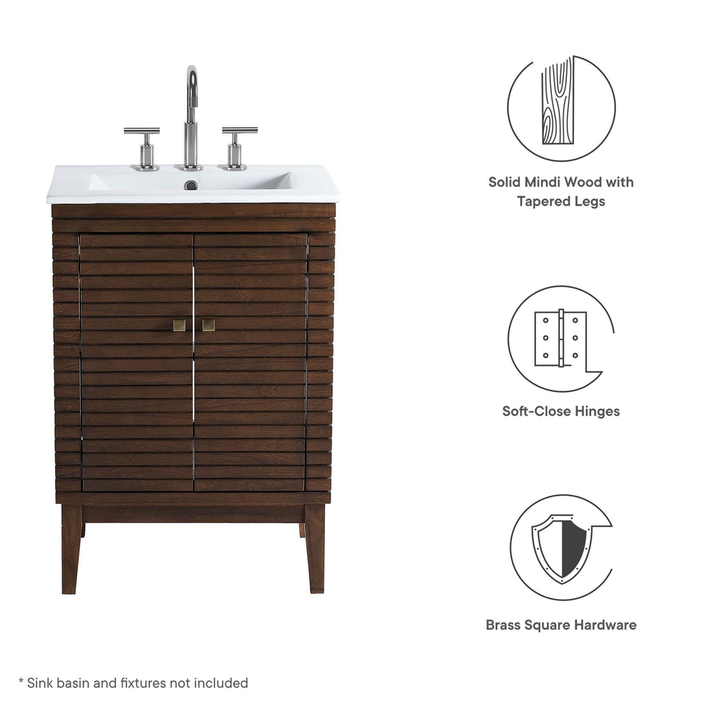 Ledger 24" Wood Bathroom Vanity Cabinet (Sink Basin Not Included) - Walnut