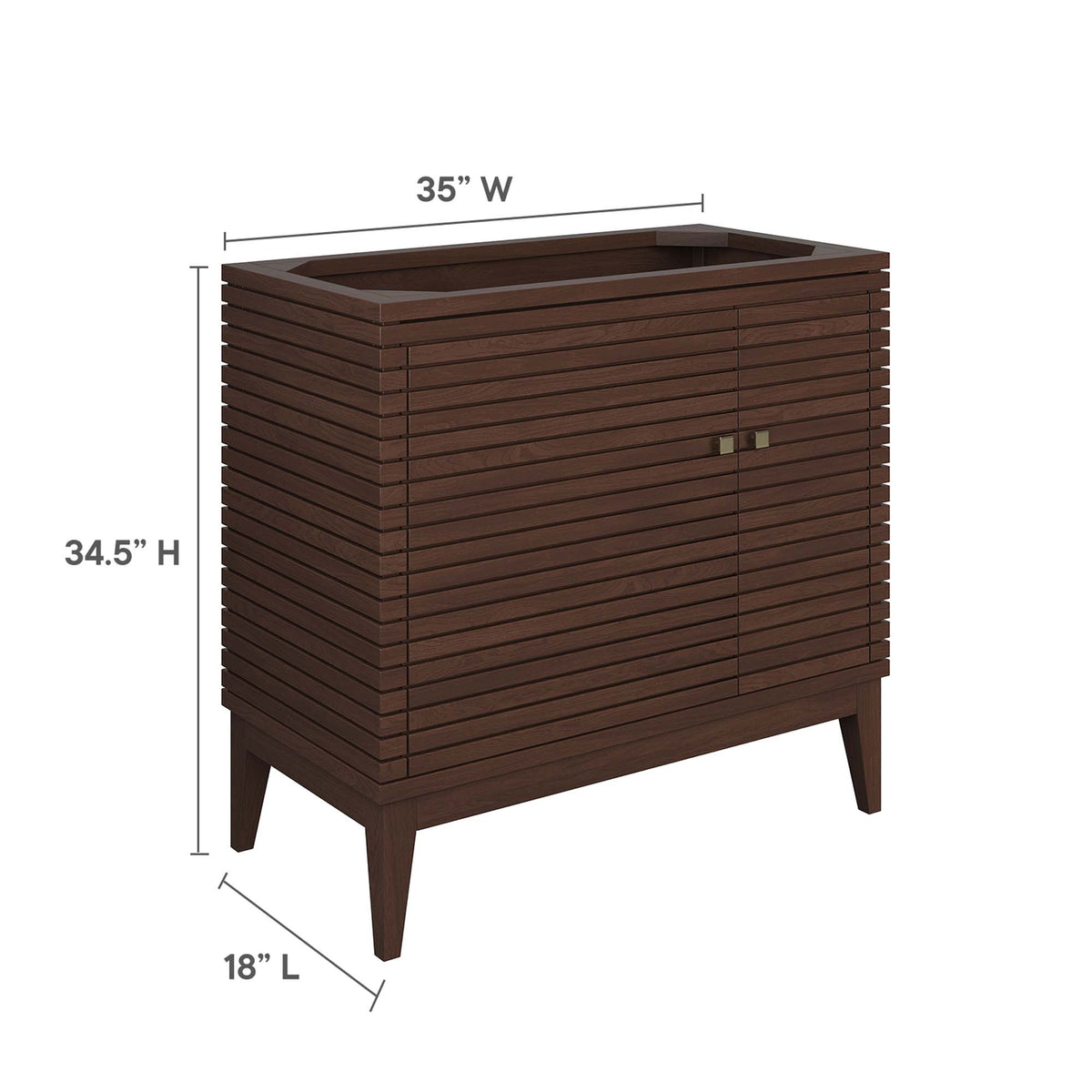 Ledger 36" Wood Bathroom Vanity Cabinet (Sink Basin Not Included) - Walnut