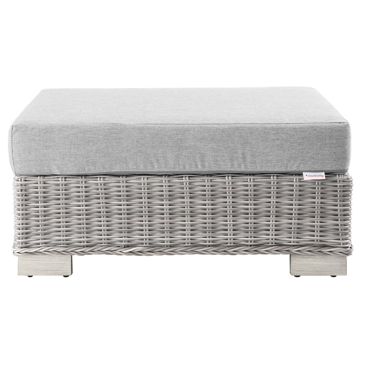 Conway 2-Piece Outdoor Patio Wicker Rattan Armchair and Ottoman Set - Light Gray Gray
