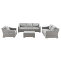 Conway 4-Piece Outdoor Patio Wicker Rattan Furniture Set - Light Gray Gray (Coffee Table, Armchair, Loveseat, Sofa)