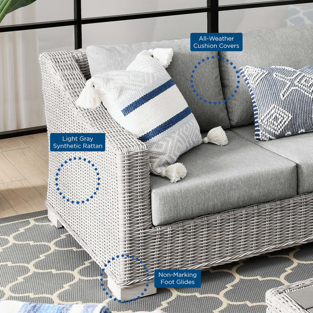 Conway 4-Piece Outdoor Patio Wicker Rattan Furniture Set - Light Gray Gray (Coffee Table, Armchair, Loveseat, Sofa)