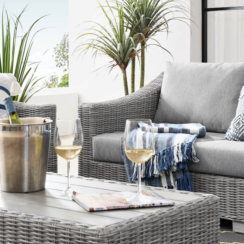 Conway 4-Piece Outdoor Patio Wicker Rattan Furniture Set - Light Gray Gray (Coffee Table, Armchair, Loveseat, Sofa)