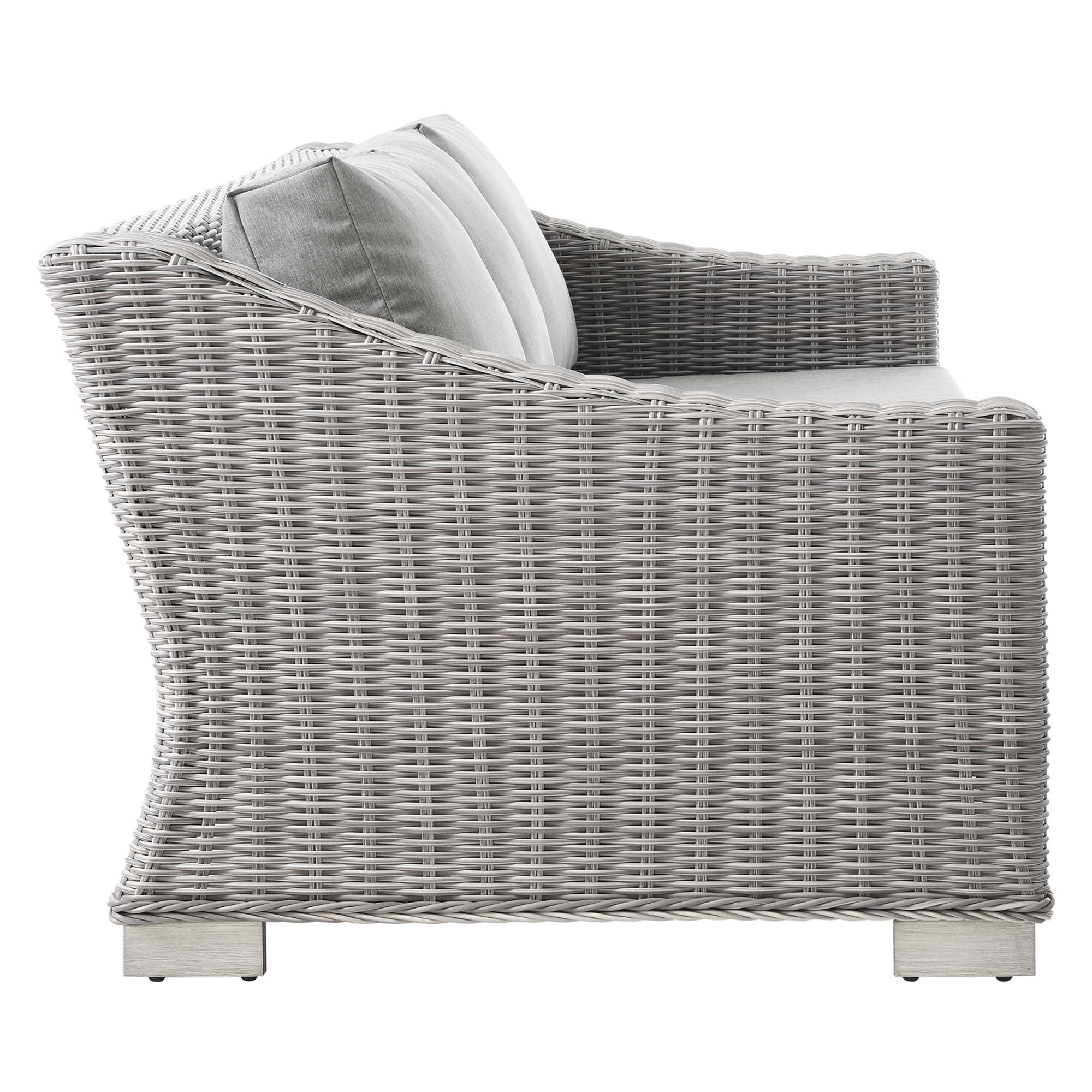 Conway 4-Piece Outdoor Patio Wicker Rattan Furniture Set - Light Gray Gray (Coffee Table, Armchair, Loveseat, Sofa)