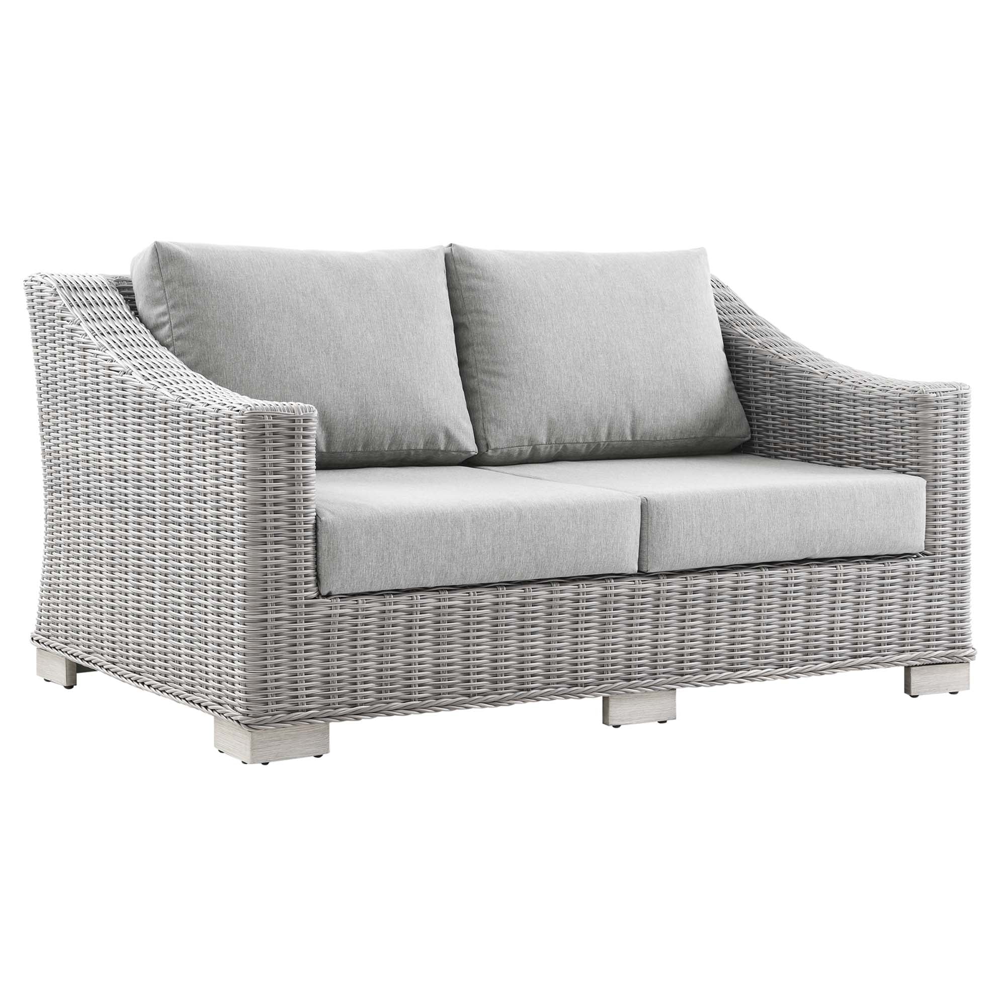 Conway 4-Piece Outdoor Patio Wicker Rattan Furniture Set - Light Gray Gray (Coffee Table, Armchair, Loveseat, Sofa)