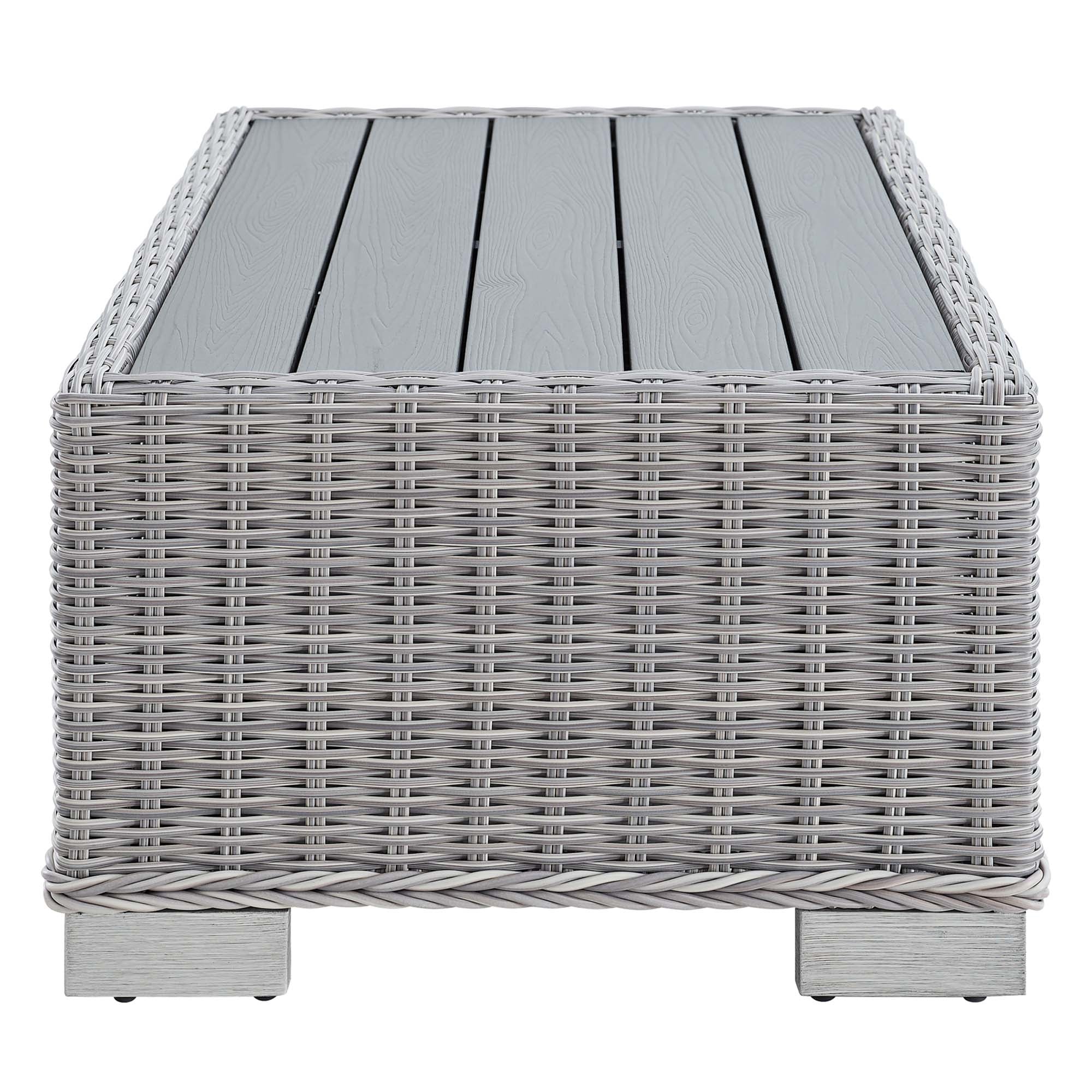 Conway 4-Piece Outdoor Patio Wicker Rattan Furniture Set - Light Gray Navy (Coffee Table, Armchair, Loveseat, Sofa)