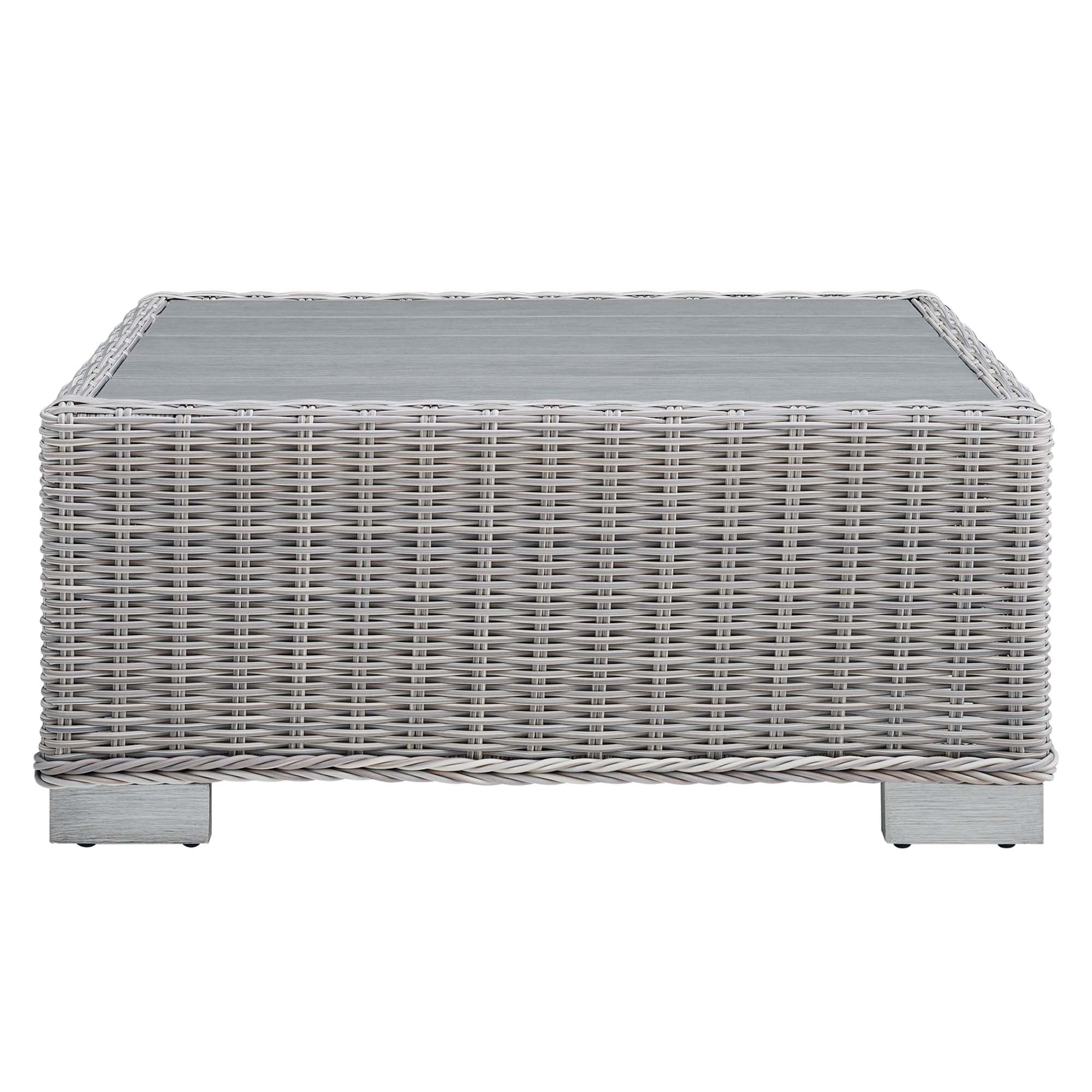 Conway 4-Piece Outdoor Patio Wicker Rattan Furniture Set - Light Gray Navy (Coffee Table, Armchair, Loveseat, Sofa)
