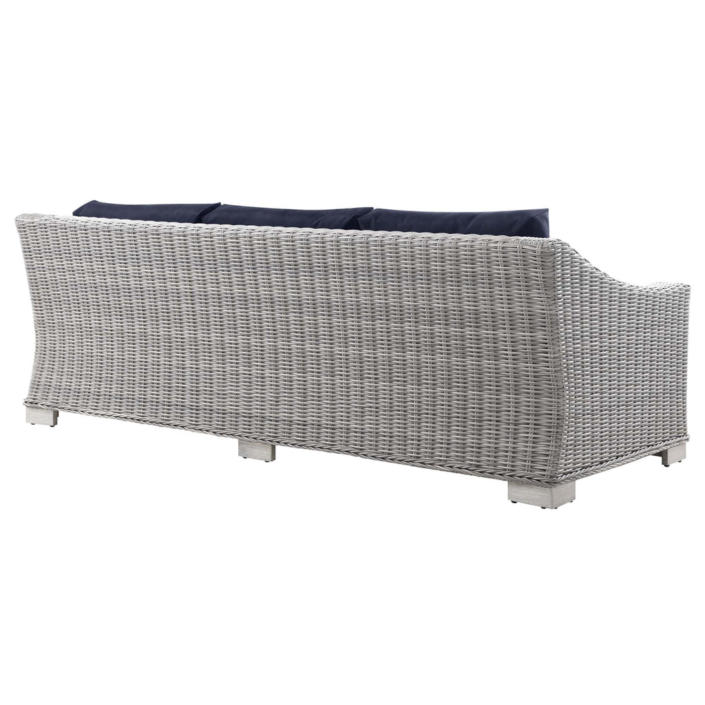 Conway 4-Piece Outdoor Patio Wicker Rattan Furniture Set - Light Gray Navy (Coffee Table, Armchair, Loveseat, Sofa)