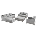 Conway 5-Piece Outdoor Patio Wicker Rattan Furniture Set - Light Gray Gray (Coffee Table, Armchair, Loveseat, Ottoman, Sofa)