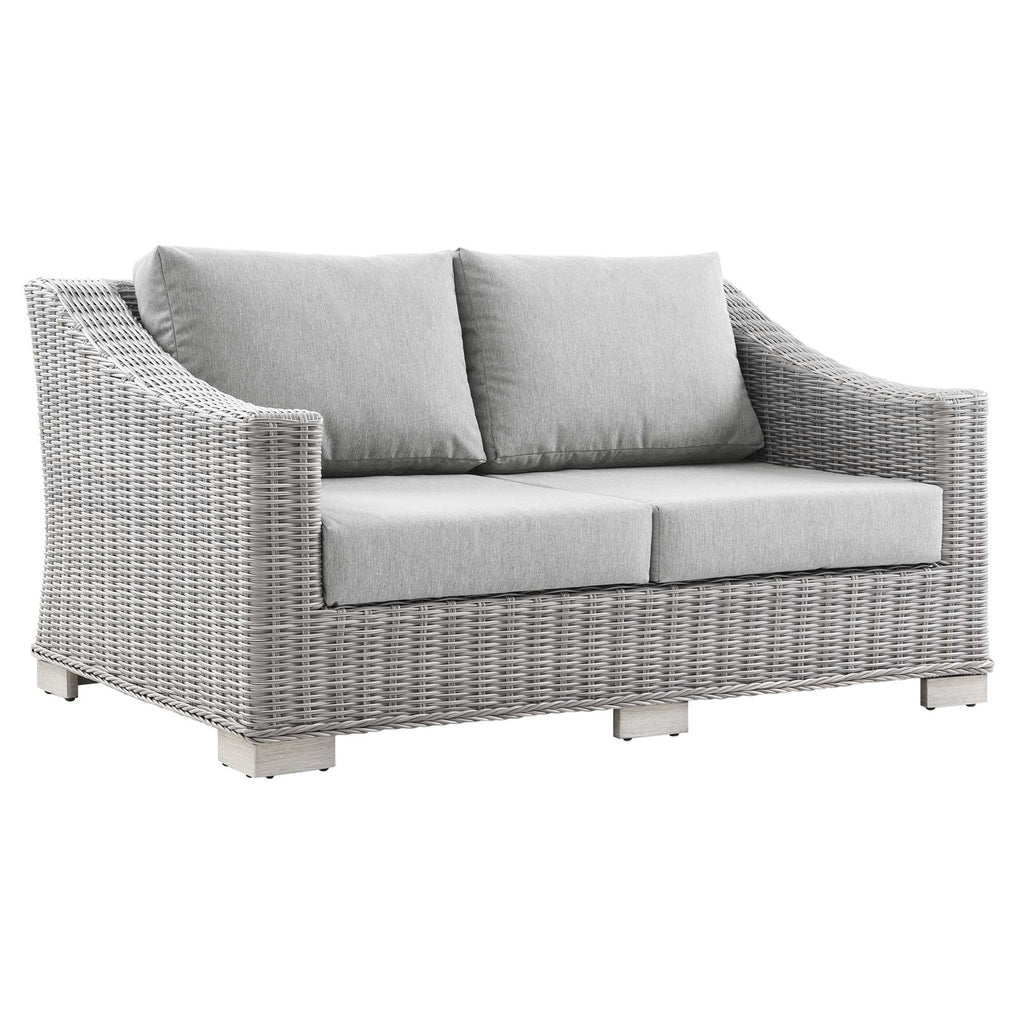 Conway 5-Piece Outdoor Patio Wicker Rattan Furniture Set - Light Gray Gray (Coffee Table, Armchair, Loveseat, Ottoman, Sofa)