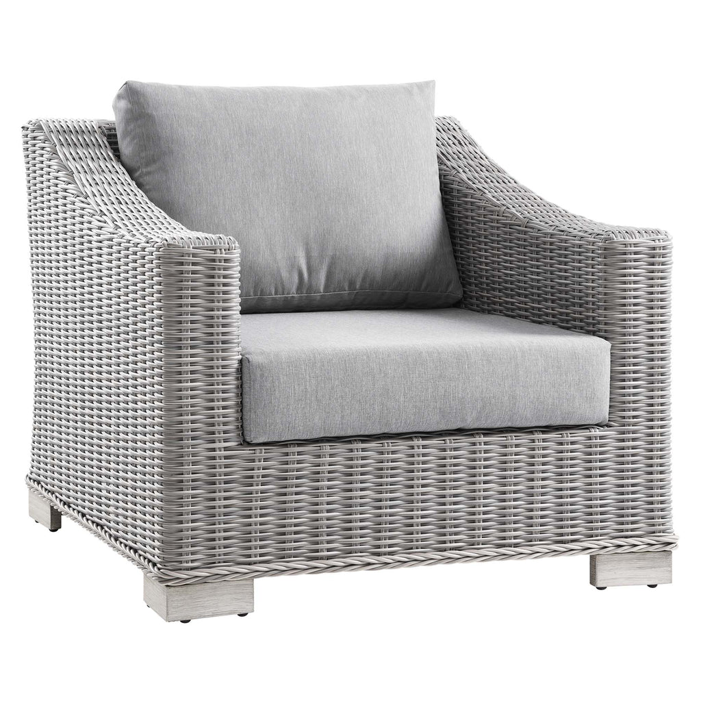 Conway 5-Piece Outdoor Patio Wicker Rattan Furniture Set - Light Gray Gray (Coffee Table, Armchair, Loveseat, Ottoman, Sofa)