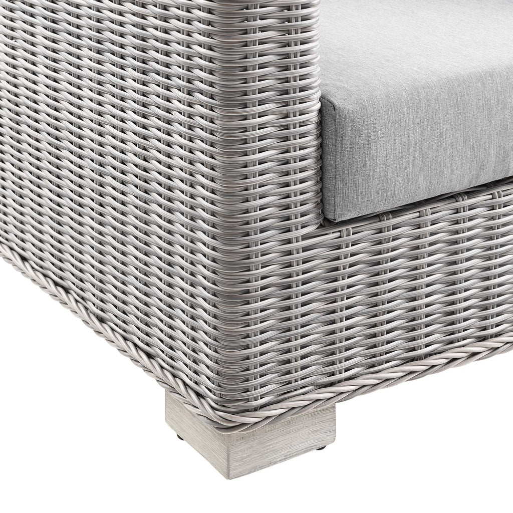 Conway 5-Piece Outdoor Patio Wicker Rattan Furniture Set - Light Gray Gray (Coffee Table, Armchair, Loveseat, Ottoman, Sofa)