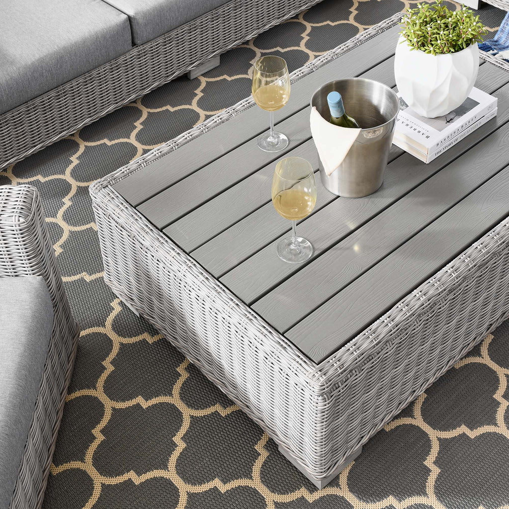 Conway 4-Piece Outdoor Patio Wicker Rattan Furniture Set - Light Gray Gray (Coffee Table, 2 Armchairs, Sofa)
