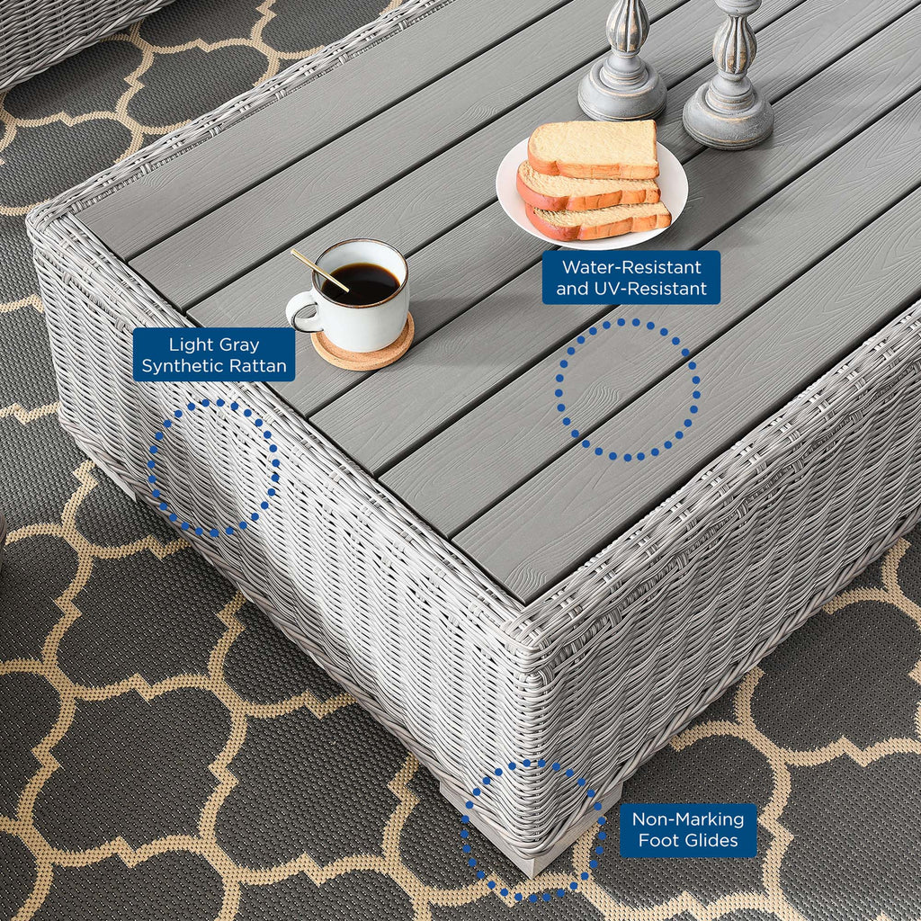 Conway 4-Piece Outdoor Patio Wicker Rattan Furniture Set - Light Gray Navy (Coffee Table, 2 Armchairs, Sofa)