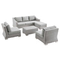 Conway 5-Piece Outdoor Patio Wicker Rattan Furniture Set - Light Gray Gray (Coffee Table, 2 Armchairs, Ottoman, Sofa)