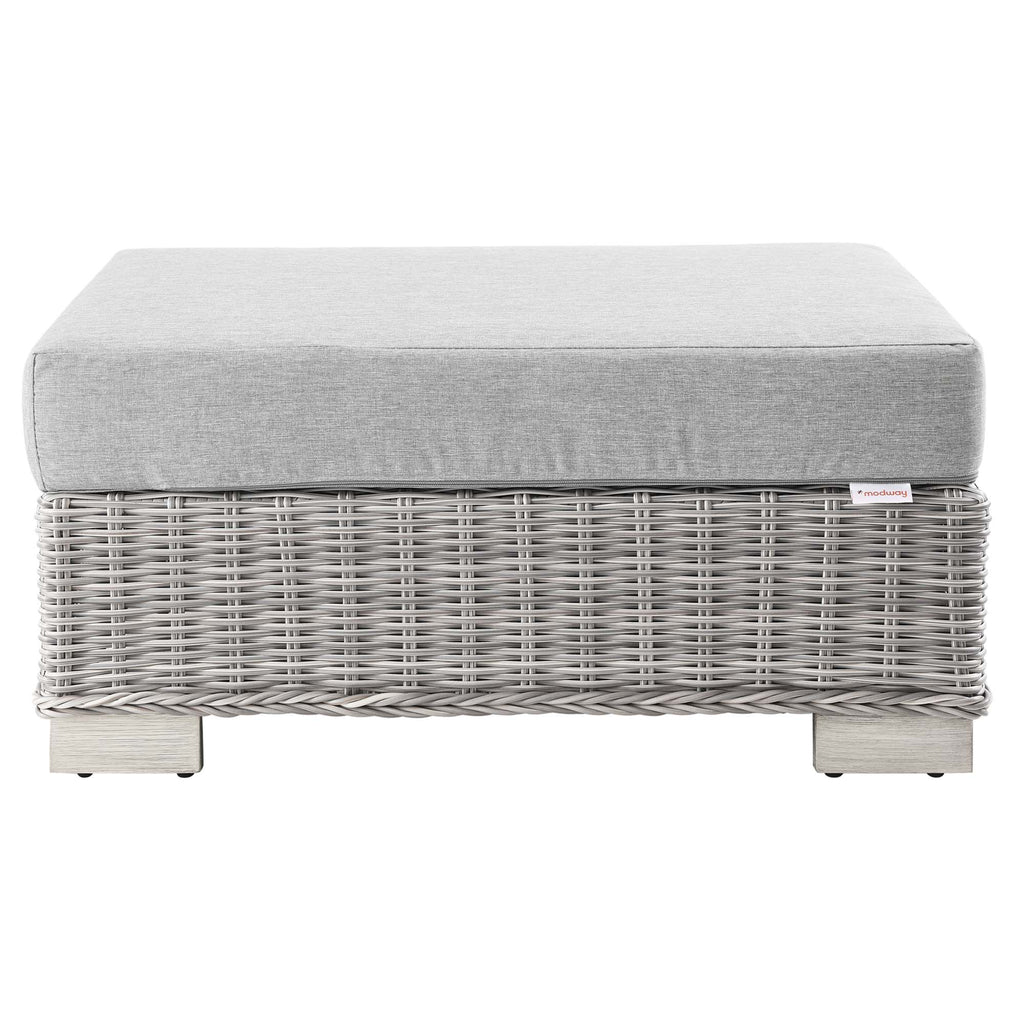 Conway 5-Piece Outdoor Patio Wicker Rattan Furniture Set - Light Gray Gray (Coffee Table, 2 Armchairs, Ottoman, Sofa)