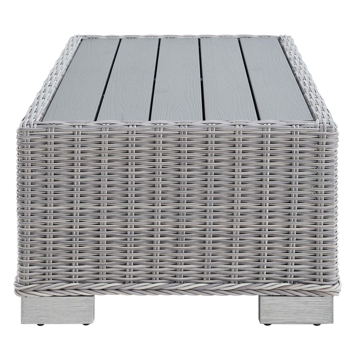 Conway 5-Piece Outdoor Patio Wicker Rattan Furniture Set - Light Gray Gray (Coffee Table, 2 Armchairs, Ottoman, Sofa)