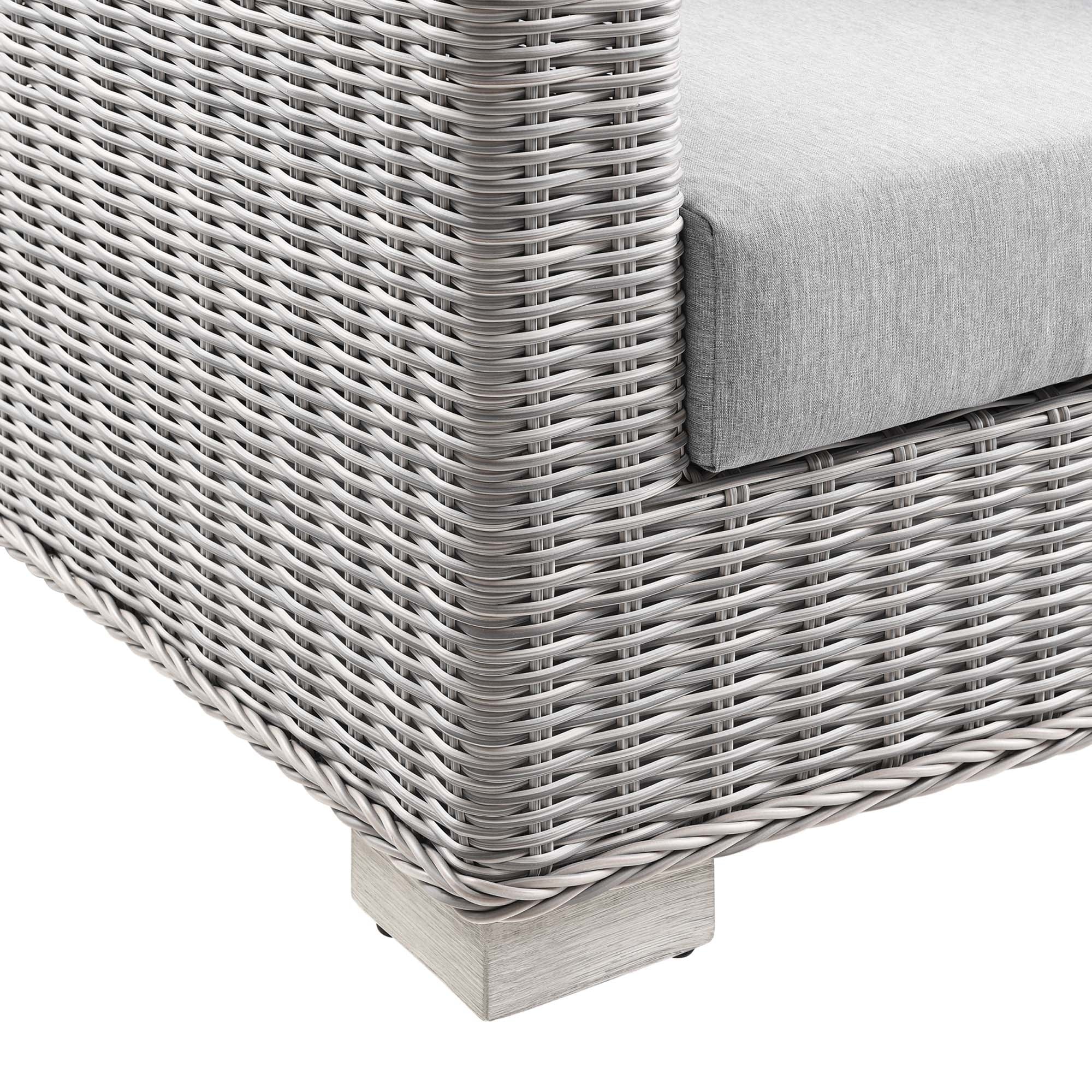 Conway 5-Piece Outdoor Patio Wicker Rattan Furniture Set - Light Gray Gray (Coffee Table, 2 Armchairs, Ottoman, Sofa)
