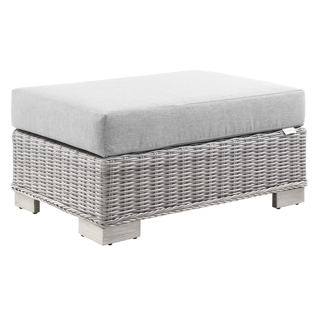 Conway 5-Piece Outdoor Patio Wicker Rattan Furniture Set - Light Gray Gray (Coffee Table, 2 Armchairs, Ottoman, Sofa)