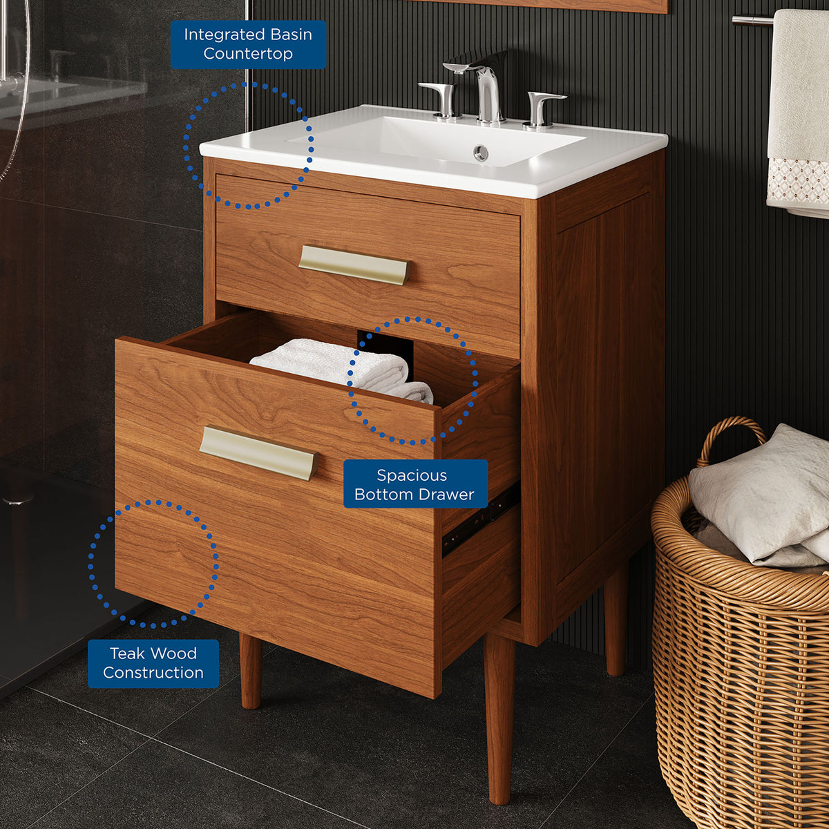 Cassia 24" Bathroom Vanity - Natural White