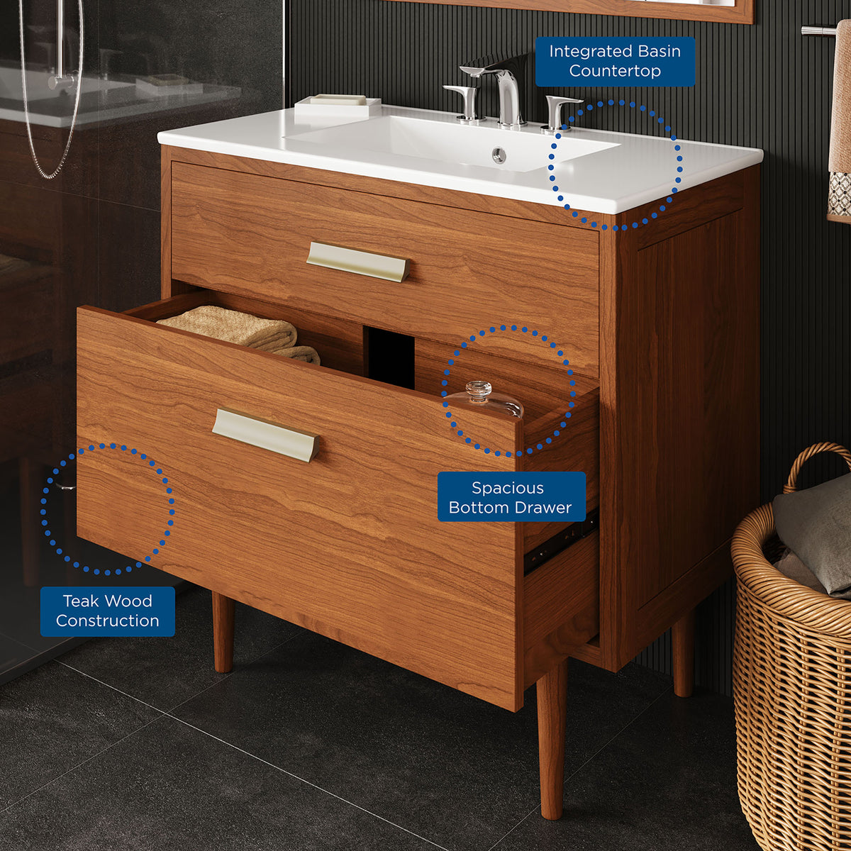 Cassia 36" Bathroom Vanity - Natural White