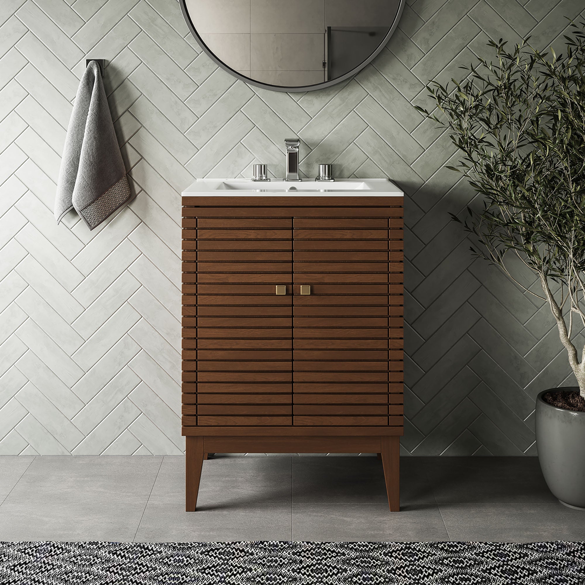 Ledger 24" Bathroom Vanity - Walnut White