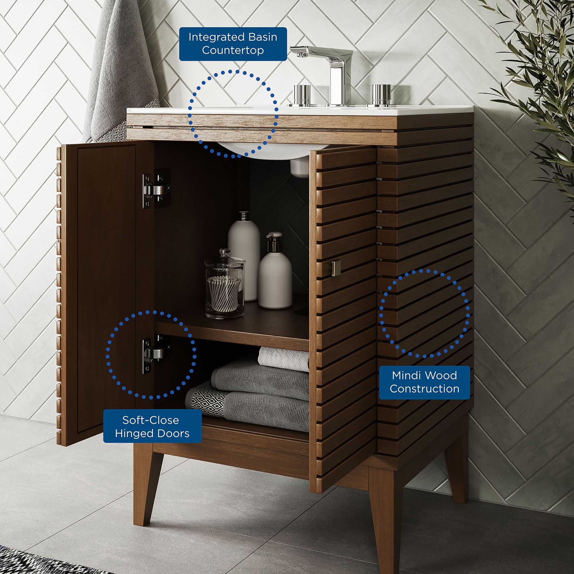 Ledger 24" Bathroom Vanity - Walnut White