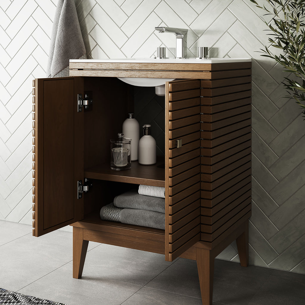 Ledger 24" Bathroom Vanity - Walnut White
