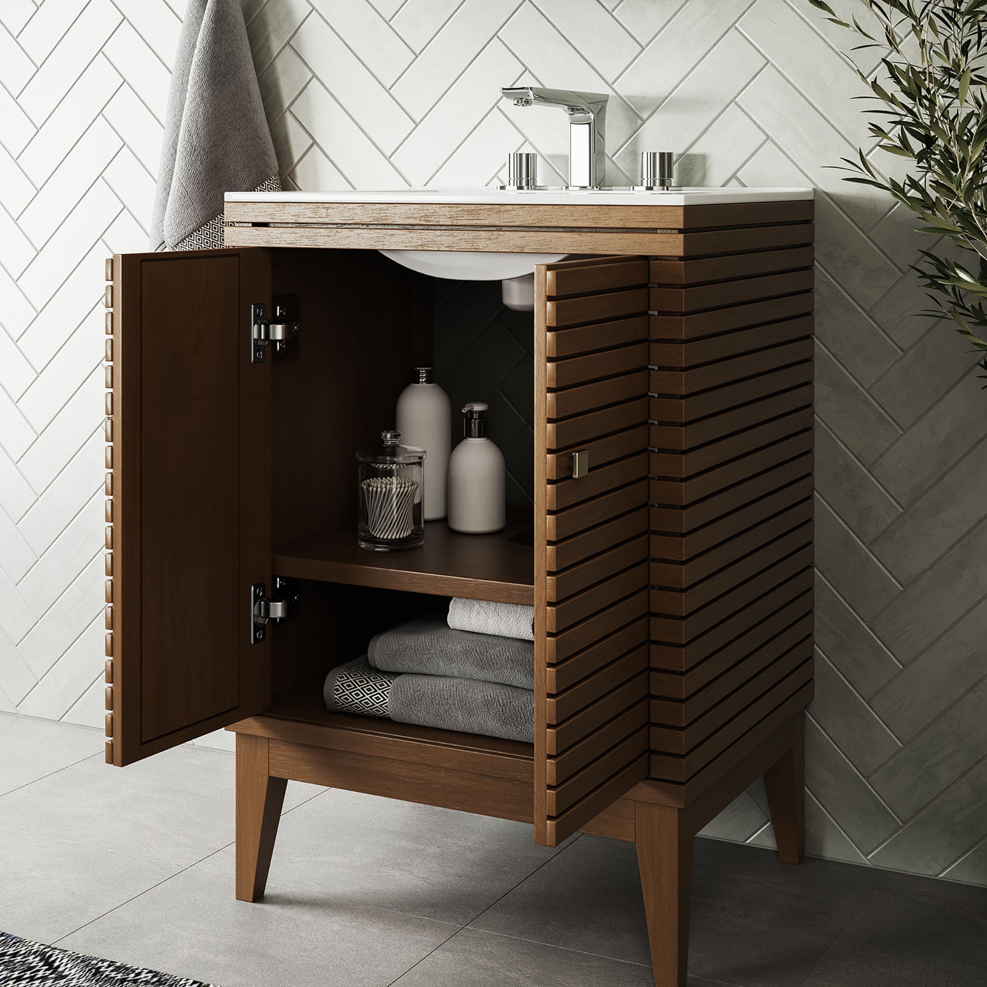 Ledger 24" Bathroom Vanity - Walnut White