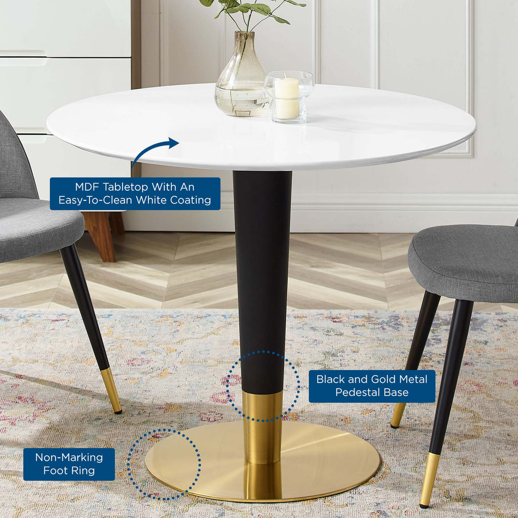 Zinque 36" Dining Table - Gold White