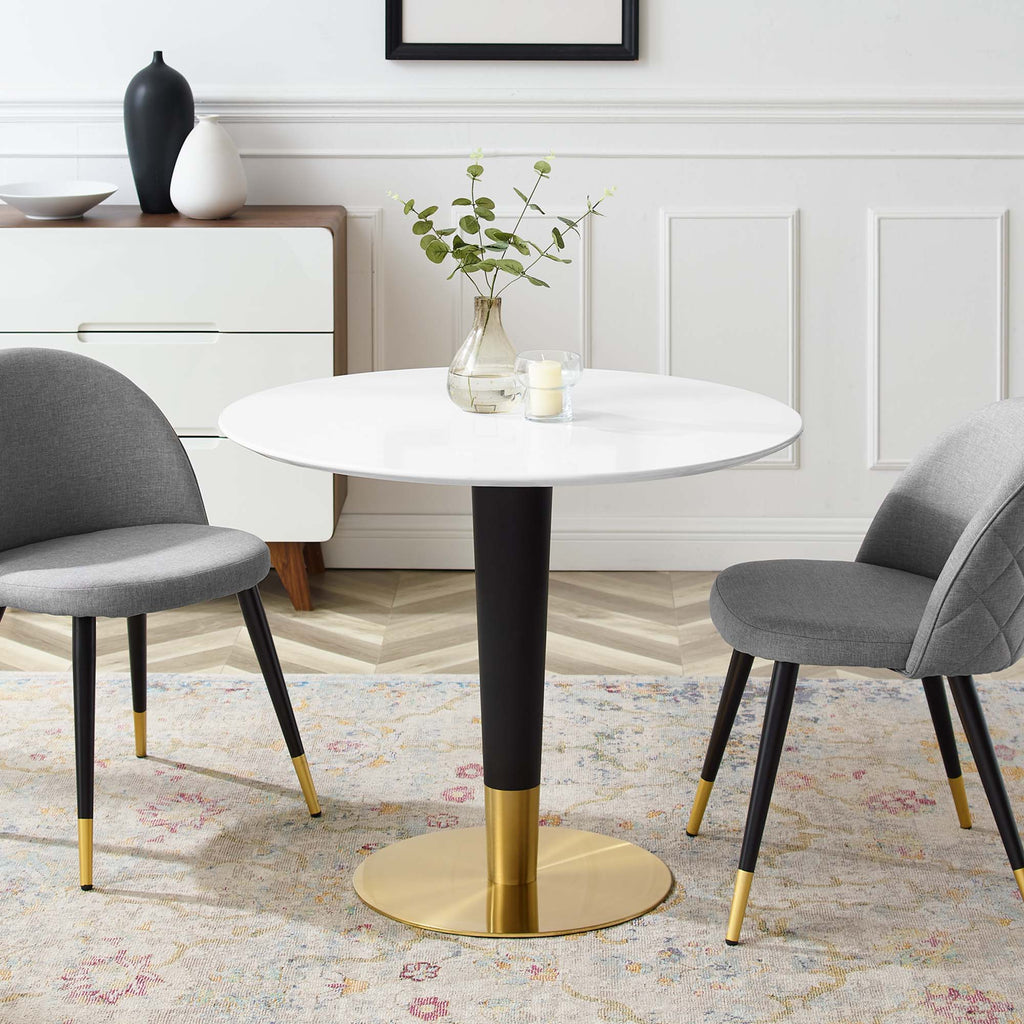 Zinque 36" Dining Table - Gold White
