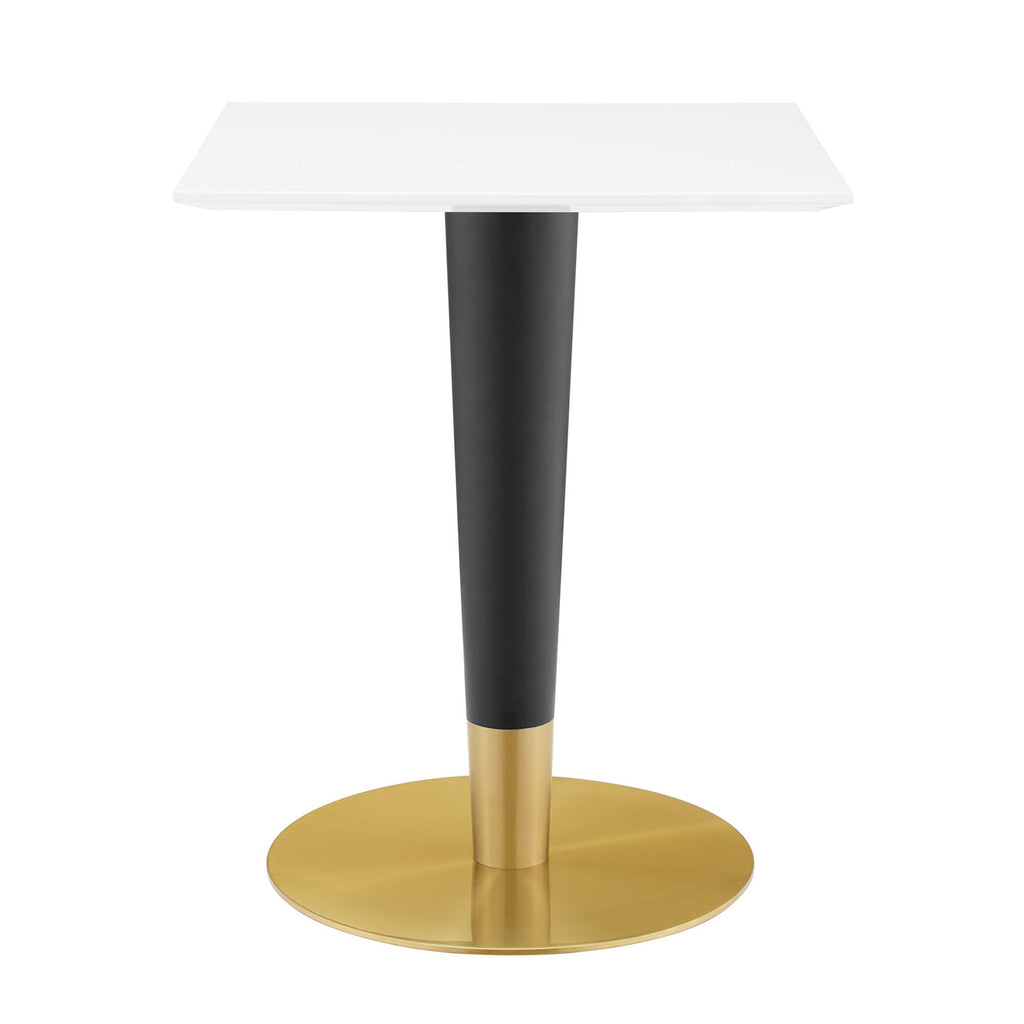 Zinque 24" Square Dining Table - Gold White