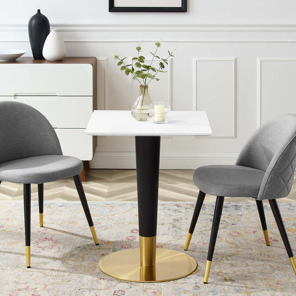 Zinque 24" Square Dining Table - Gold White